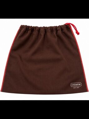 Coach Brown Drawstring Dust Bag Storage Pouch Red Trim Logo